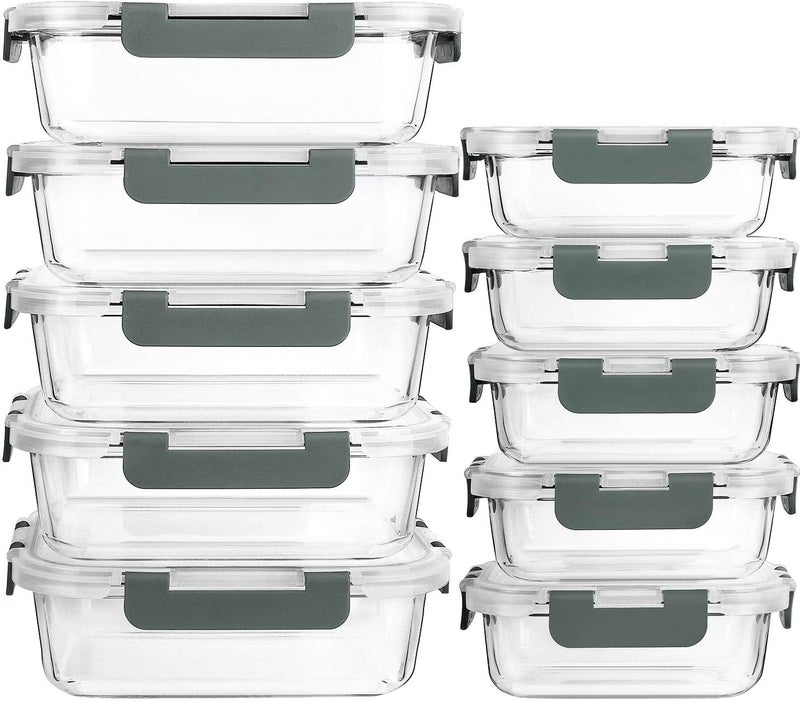 M MCIRCO [10-Pack]Glass Meal Prep Containers with Lids  MCIRCO Glass Food Storage Containers with Snap Locking Lids  Airtight Lunch Containers  Microwave  Oven  Freezer and Dishwasher  White - Image 1